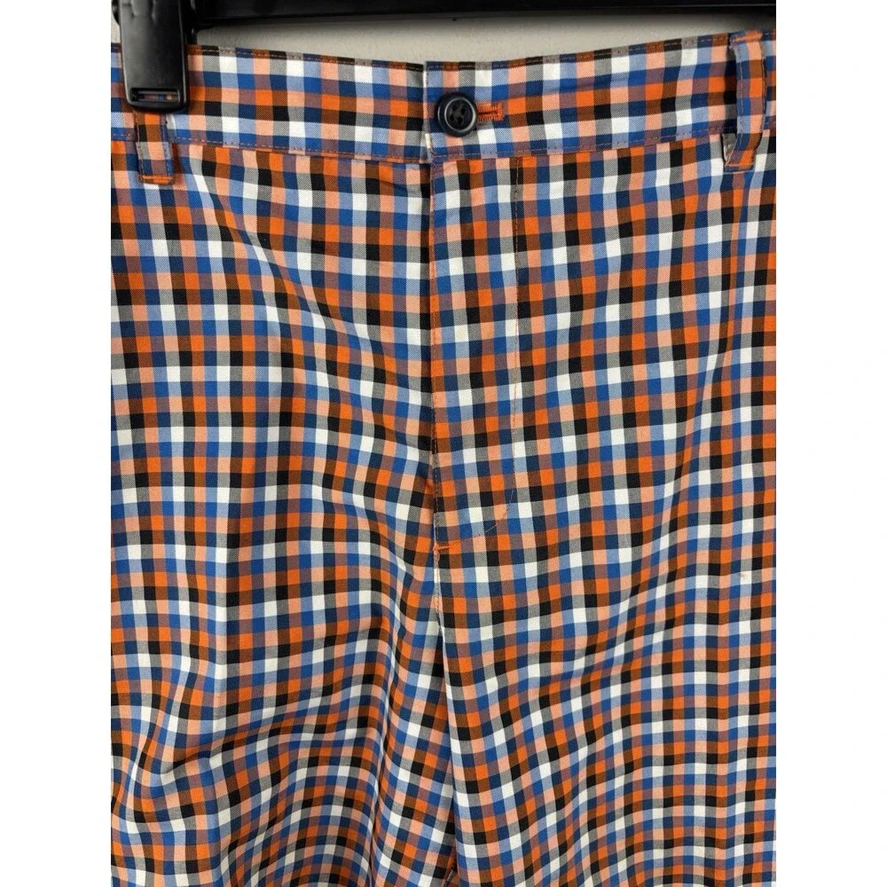 Izod Golf Plaid Shorts Mens Performance Size 36 White Blue Orange Checkered EUC